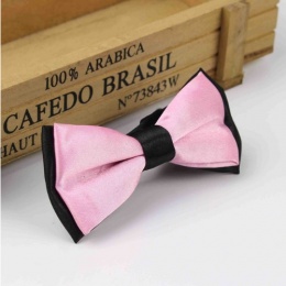 Boys Black & Pink Satin Bow Tie with Adjustable Strap